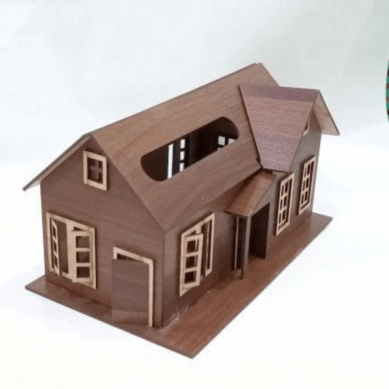 Wooden tissue box house shape unique design