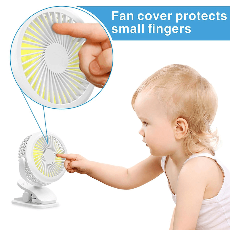 Stroller fan clip rechargeable battery