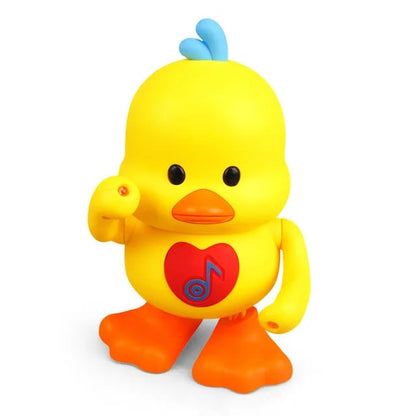 Battery operated dancing duck with light sounds.