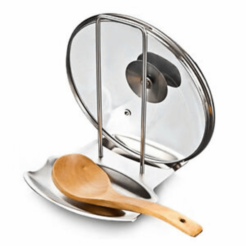 Stainless steel spoon rest pan pot cover lid stand rack