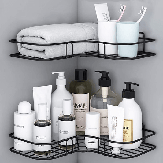 Storage organizer for bathroom and kitchen corner walls