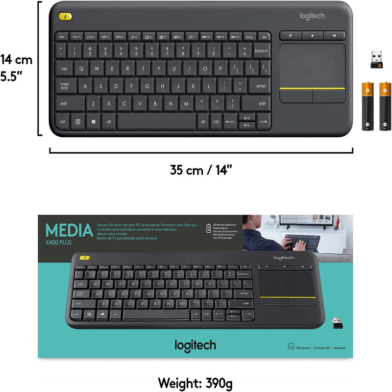 Logitech k400 plus wireless touch keyboard