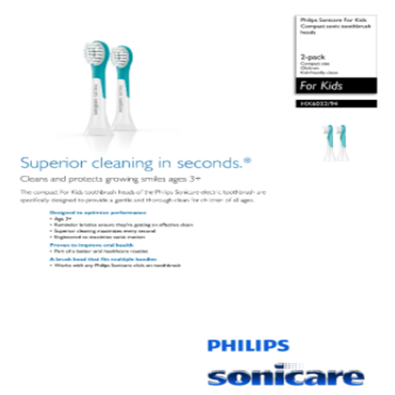 Philips sonicare for kids standard sonic toothbrush heads