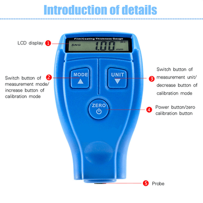 Auto car paint coating measuring gauge meter