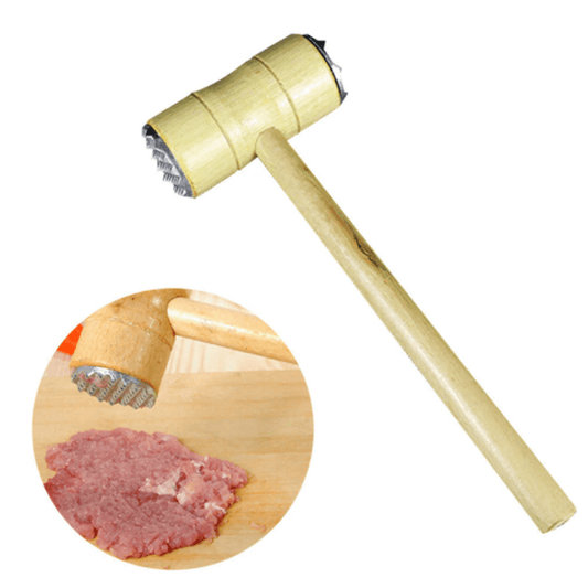 Wooden double sided meat hammer