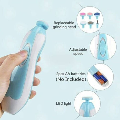 Electric baby nail trimmer with 6 grinding heads