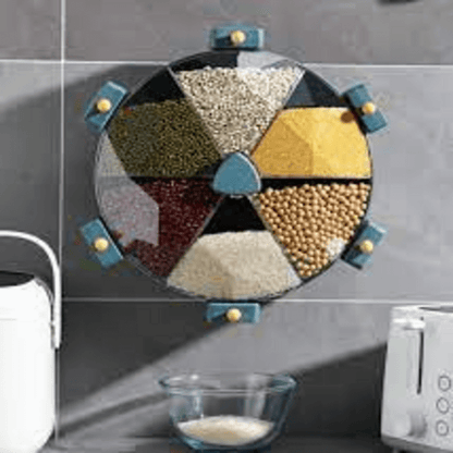 Rotating wall-mounted cereal container