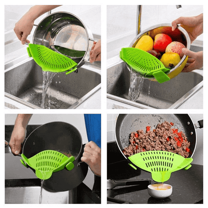 Kitchen gizmo snap strain strainer clip