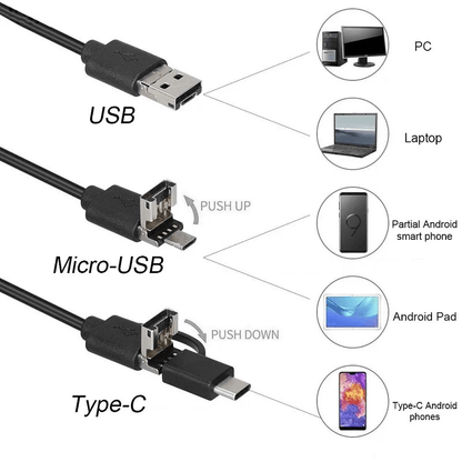 3 in 1 type-c android 6 leds usb endoscope mini camera