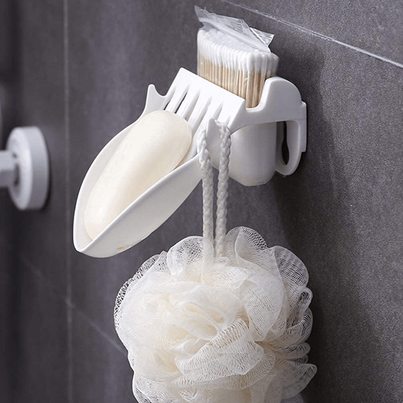 2 pcs set wall mounted soap dish holder with towel hooks