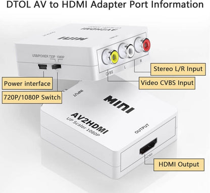 Hdmi converter adapte mini composite for vcr, dvd, ps3