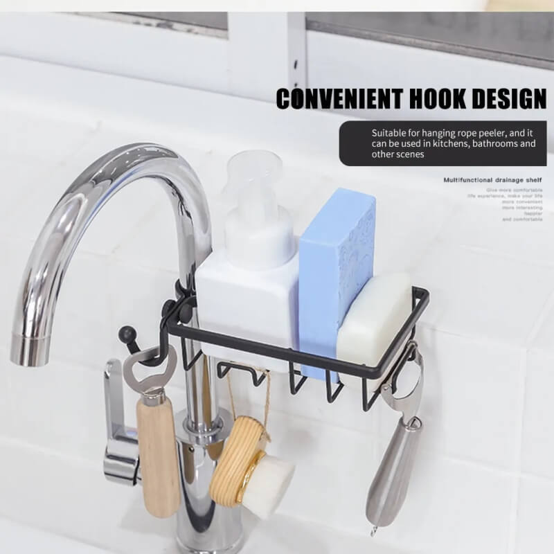 1 layer kitchen faucet tap caddy rack - black