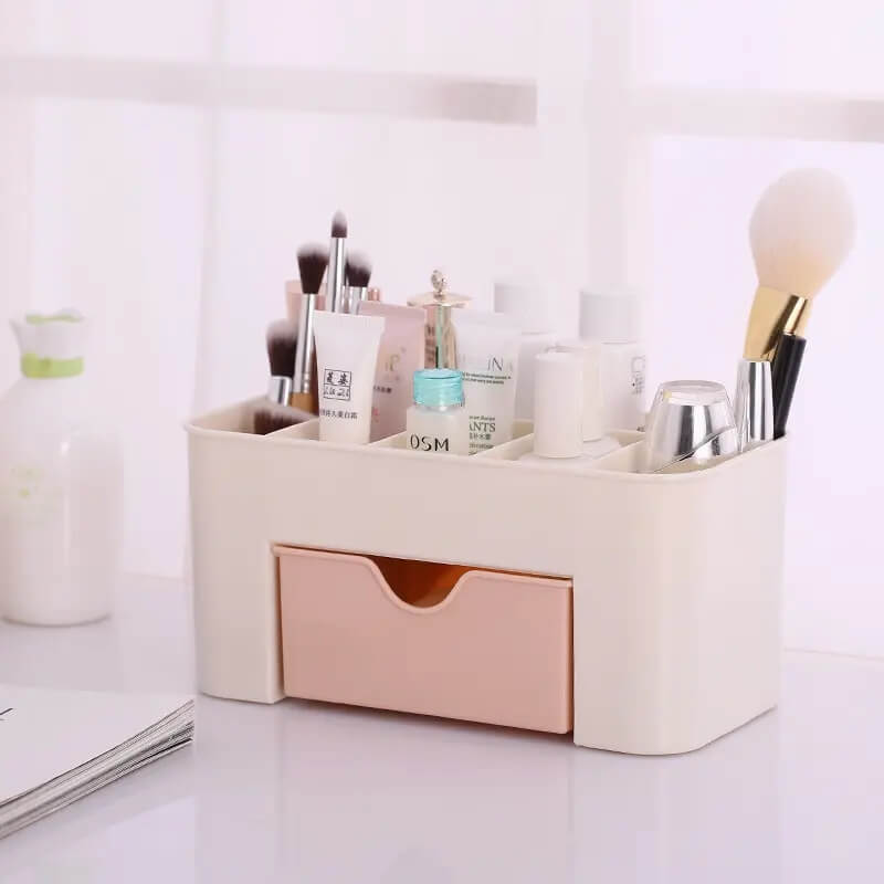 2 tier cosmetic organizer with a drawer