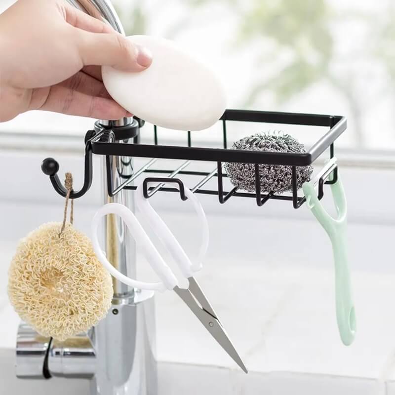 1 layer kitchen faucet tap caddy rack - black