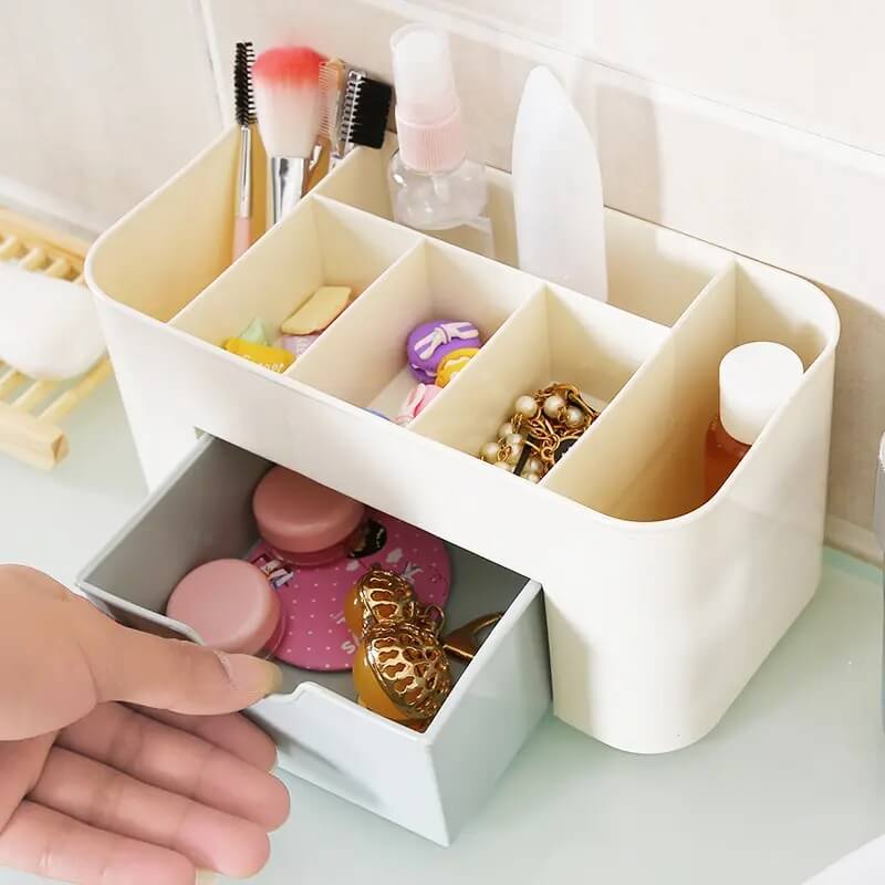 2 tier cosmetic organizer with a drawer