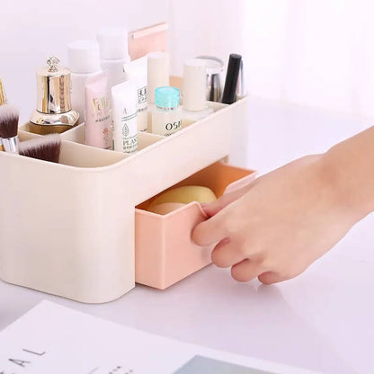 2 tier cosmetic organizer with a drawer