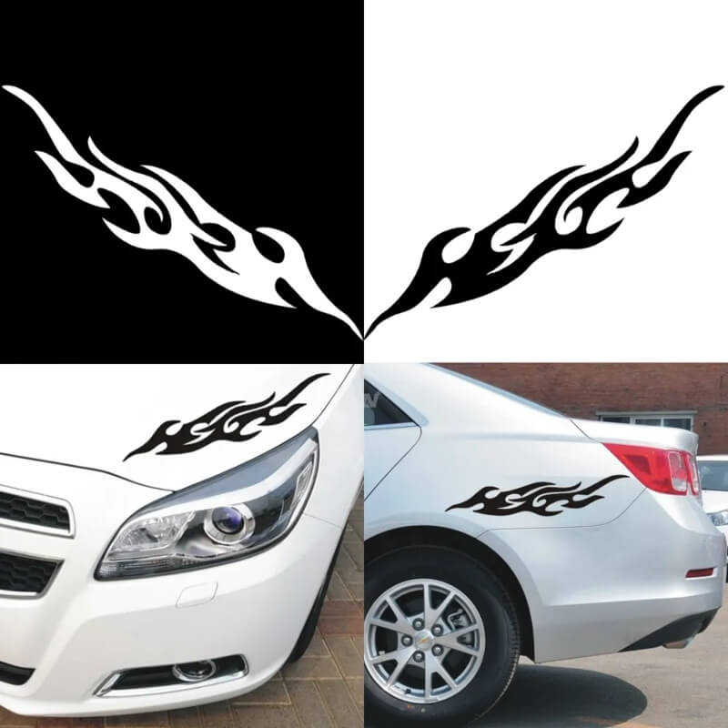 4pcs flames (white) car vinyl stickers