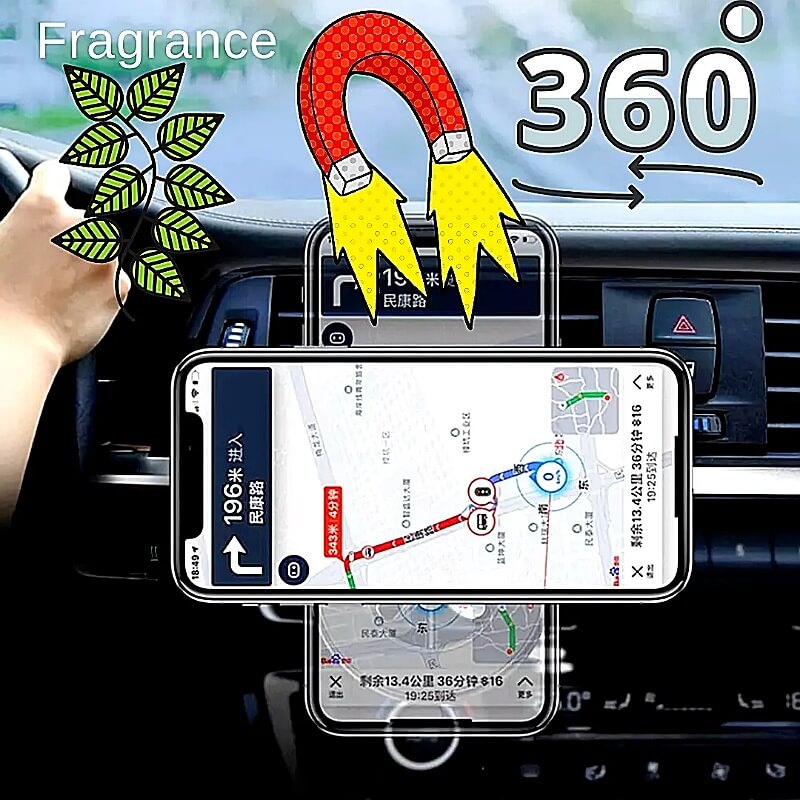 Magnetic air vent mount car phone holder with air freshener