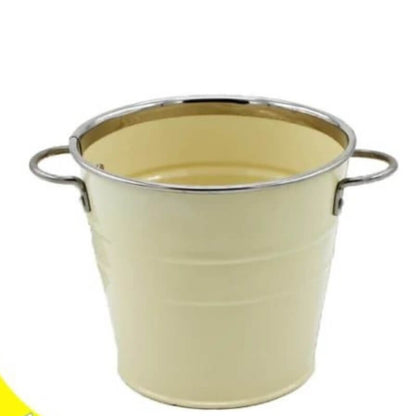 Stainless steel round flower pot with handles