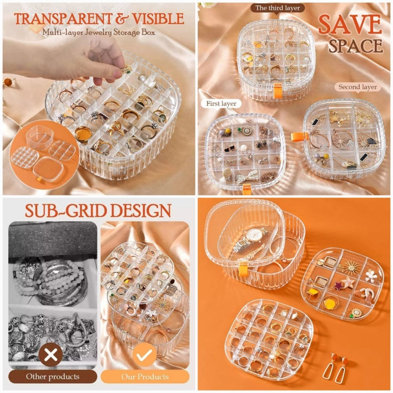 2 layer transparent crystal jewelry storage organizer