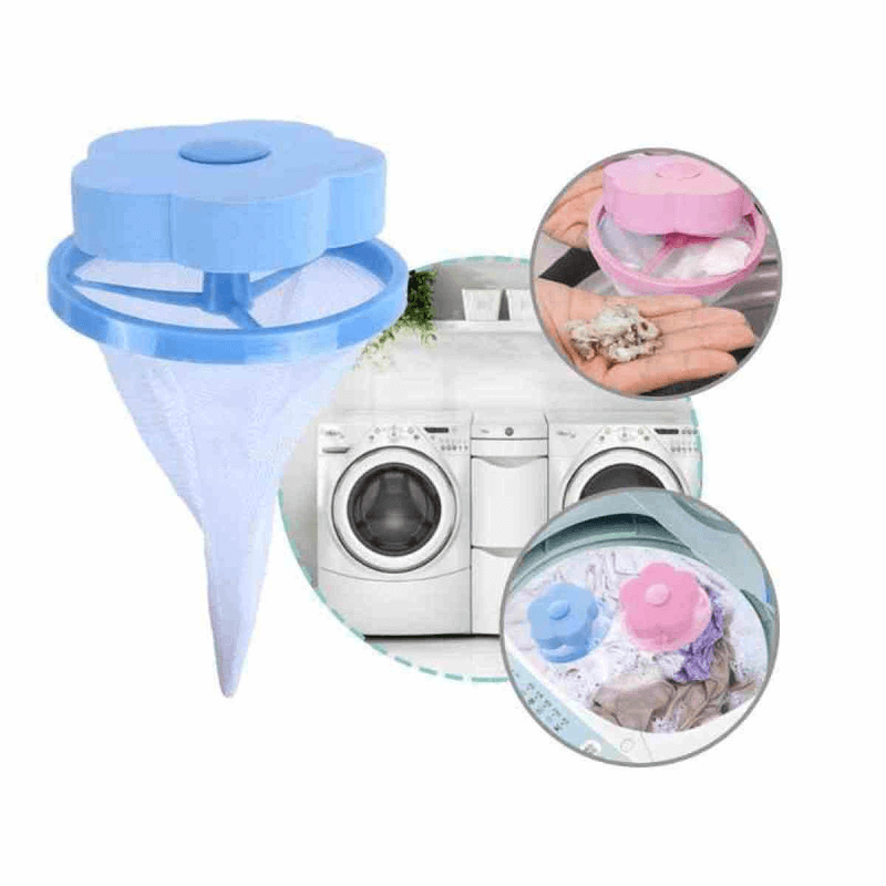 2 pcs washing machine flower shape mesh filter bag