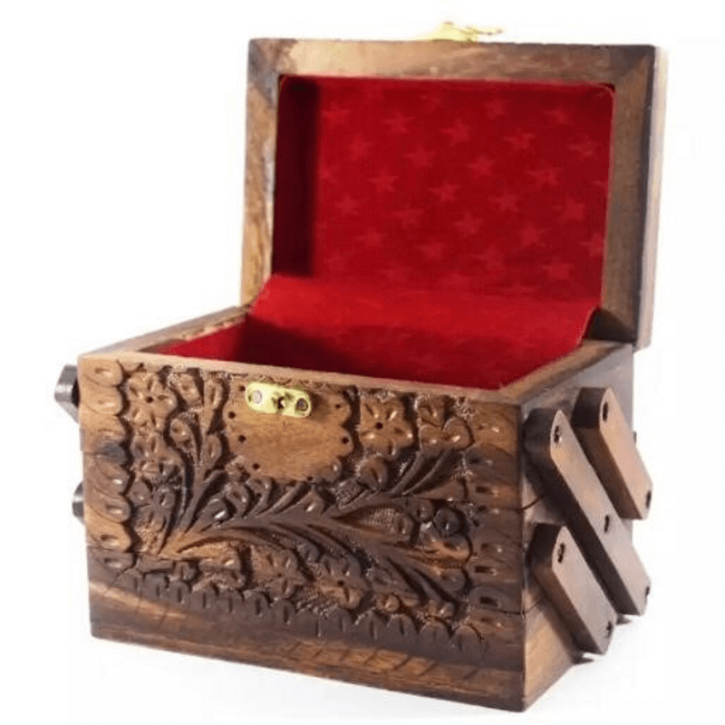 Hand made wood 3 step trolley jewelry box