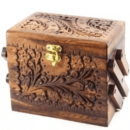 Hand made wood 3 step trolley jewelry box