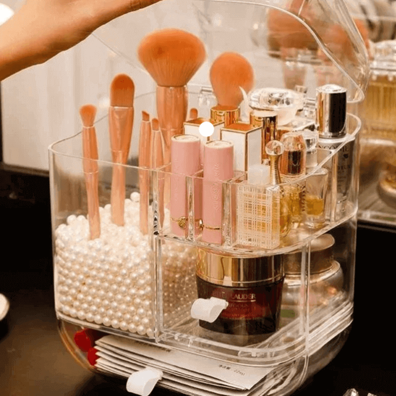 3 section acrylic cosmetic organizer