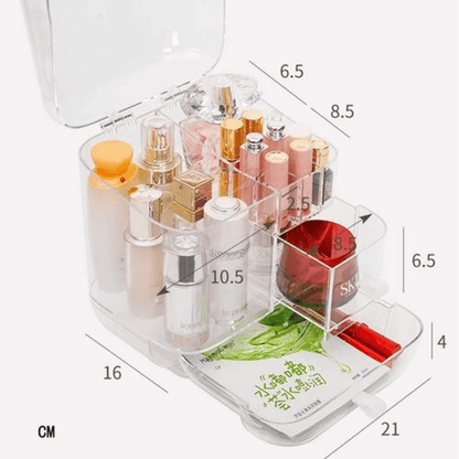 3 section acrylic cosmetic organizer