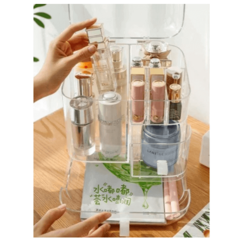 3 section acrylic cosmetic organizer