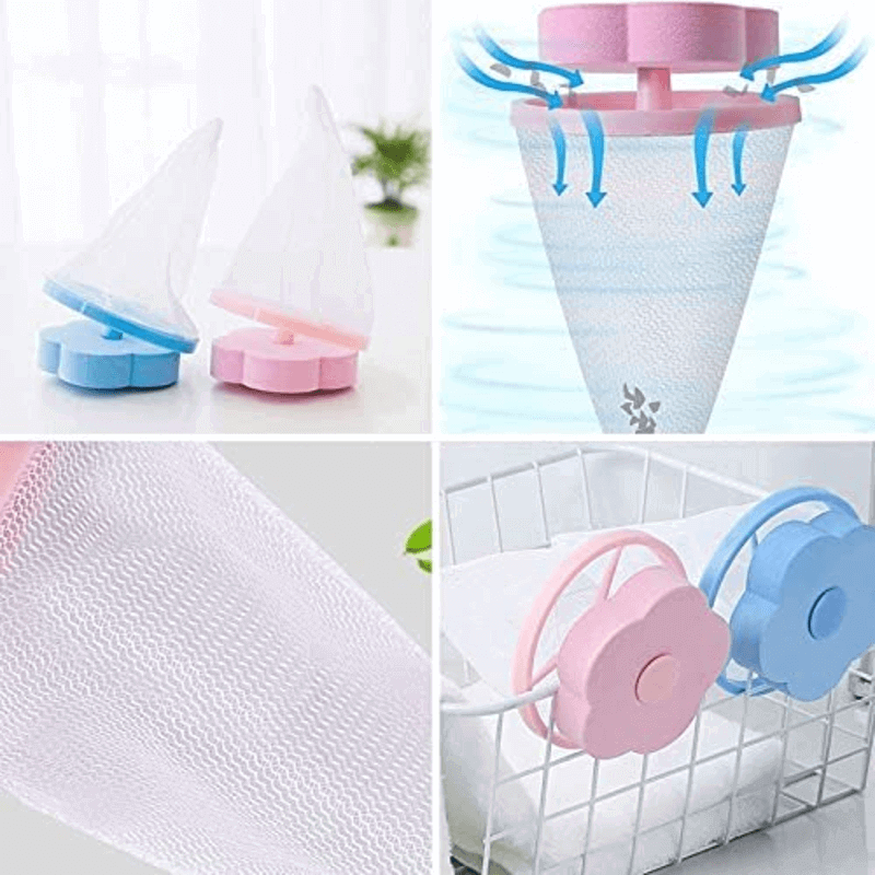 2 pcs washing machine flower shape mesh filter bag