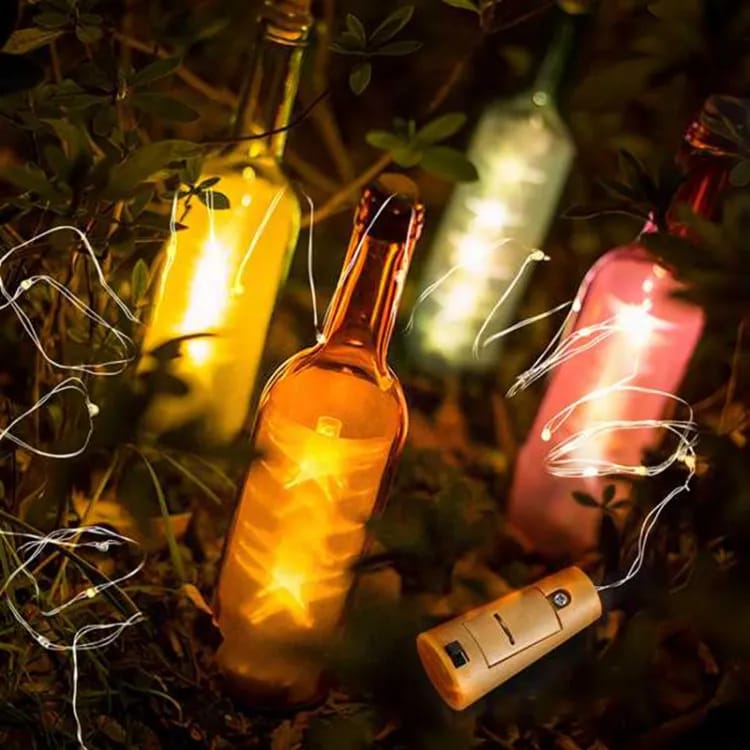 Wine bottle lights with cork led string light