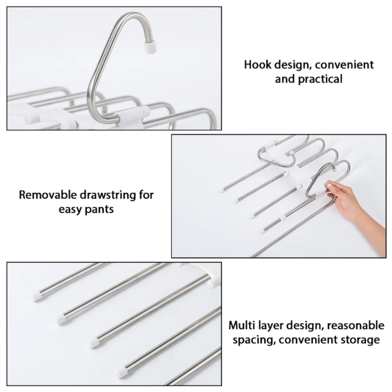 Pack of 3 clothes hanger adjustable trouser storage rack