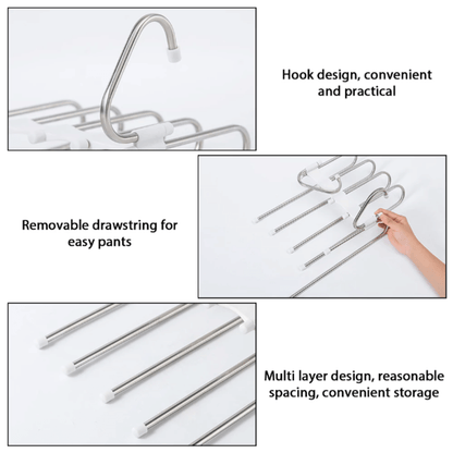 Pack of 3 clothes hanger adjustable trouser storage rack