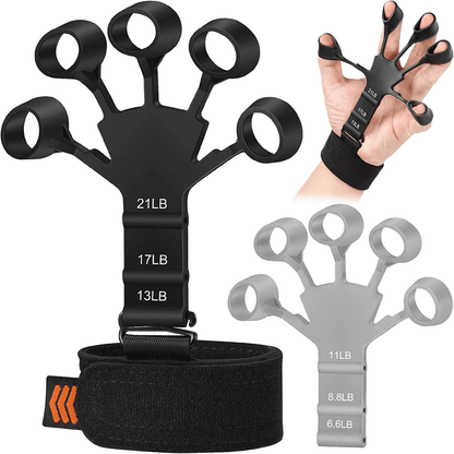 6 resistant level finger grip strength trainer with hand band