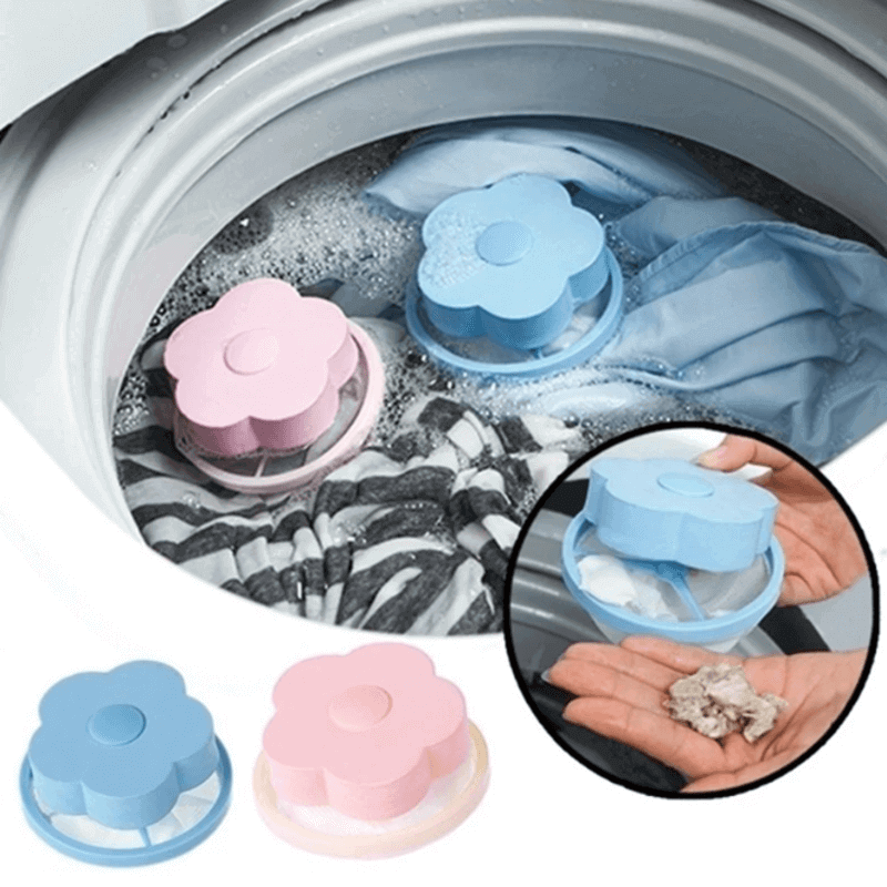 2 pcs washing machine flower shape mesh filter bag