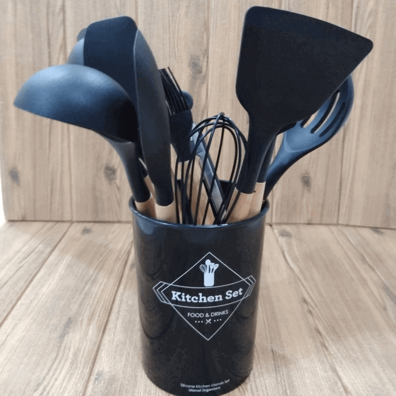 Non stick wood silicone spatula set