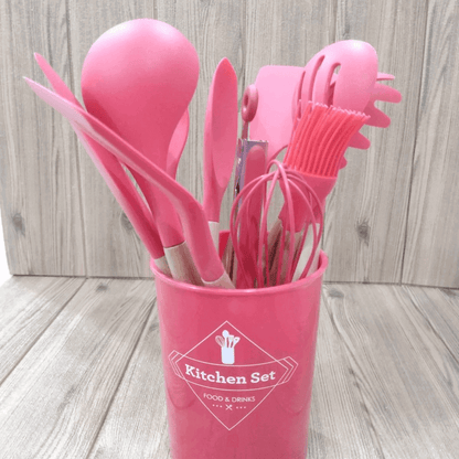 Non stick wood silicone spatula set