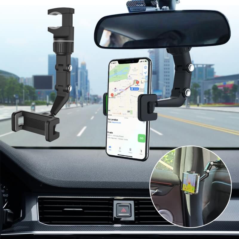 360 car multifunctional rearview mirror phone holder