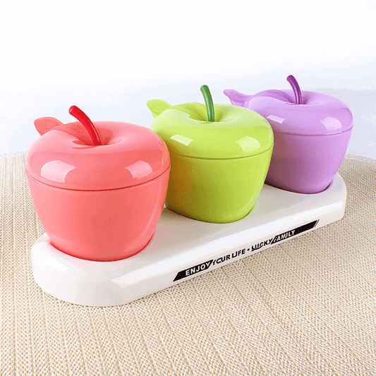 Spice jars apple shaped 3pcs multicolor