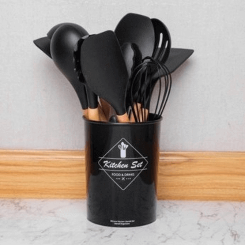 Non stick wood silicone spatula set