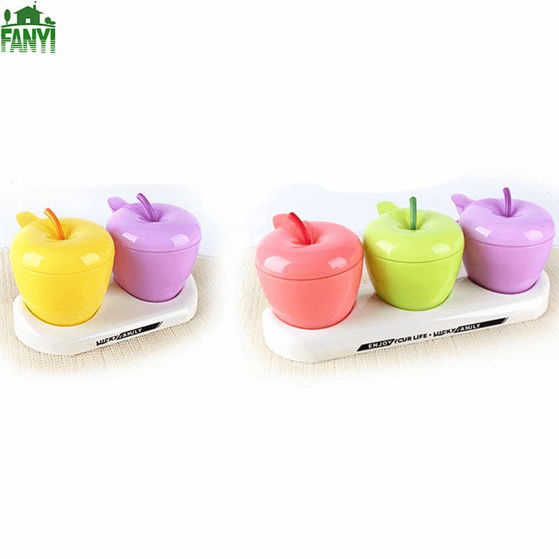 Spice jars apple shaped 3pcs multicolor