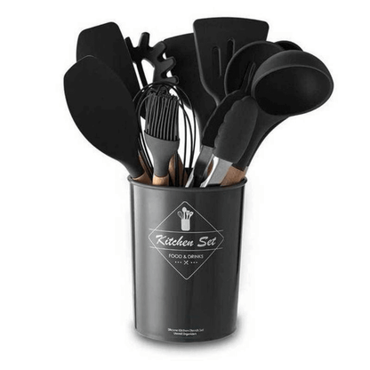 Non stick wood silicone spatula set