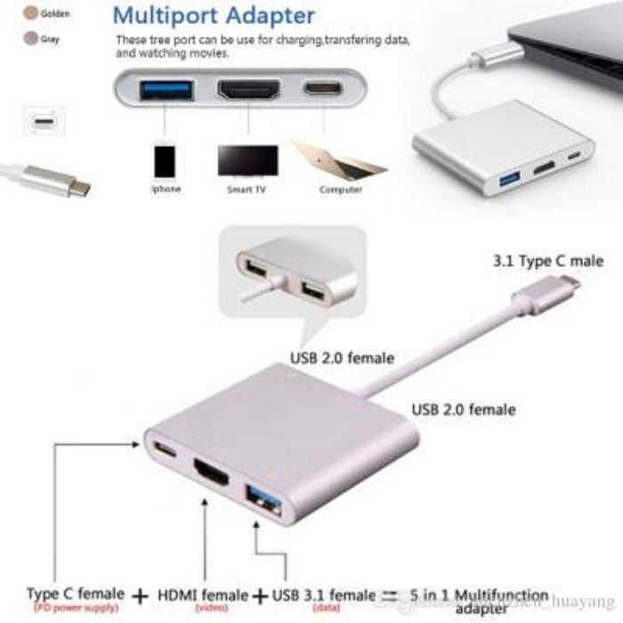 Type c 3.1 to vga+otg c+usb 3.0