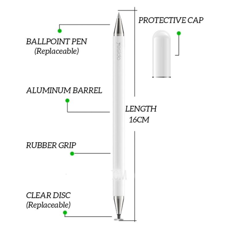 Yesido st04 touch screen stylus pen with ballpoint 