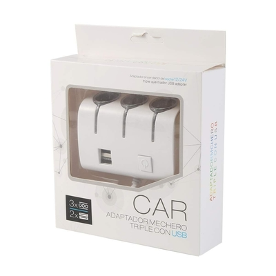 Car power adaptador mechero triple con usb