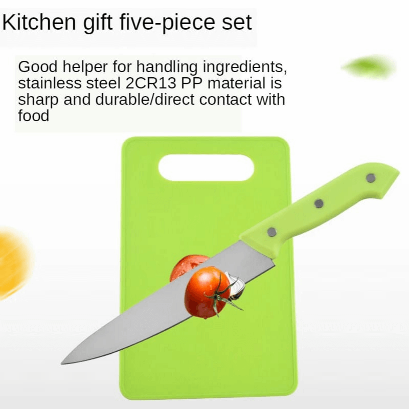 5 pcs kitchen knife set with cutting board