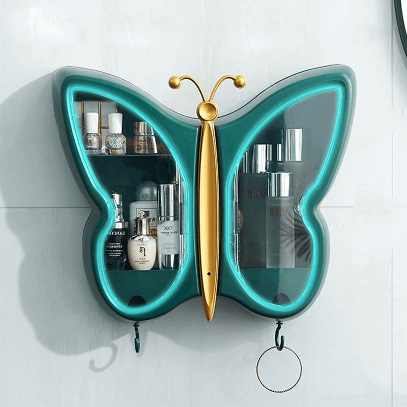 Butterfly wall mounted cosmetic organizer 