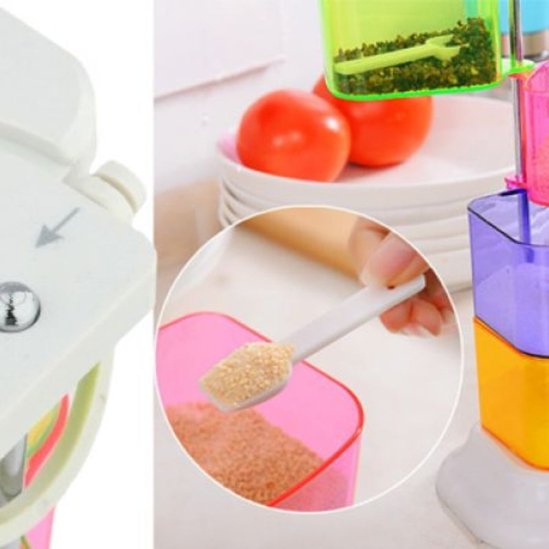 4-layer colorful 360 degree rotating box seasoning rack