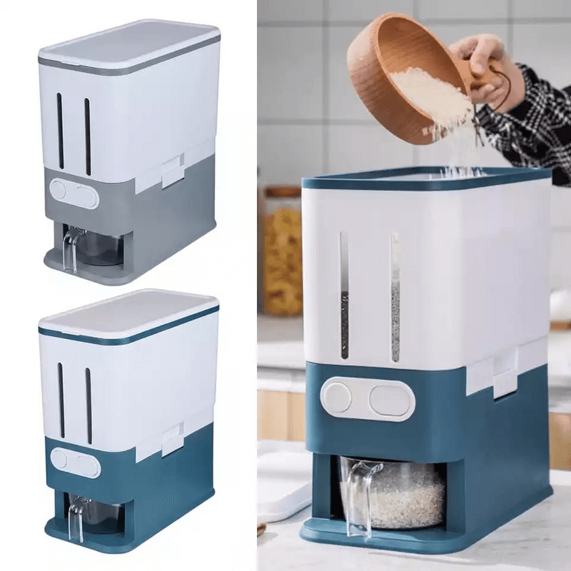 2 grid rice dispenser with measuring cup